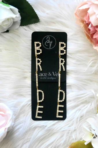 Elegance - Accessories by Lace & Veil Long Gold BRIDE Earrings - 459583 #0 default thumbnail