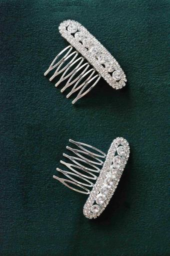 Elegance - Accessories by Lace & Veil Silver Hair Combs - BW6735H1S #0 default thumbnail