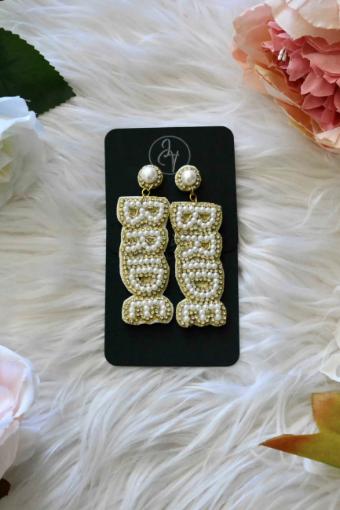 Elegance - Accessories by Lace & Veil White BRIDE Pearl Earrings - 533890 #0 default thumbnail